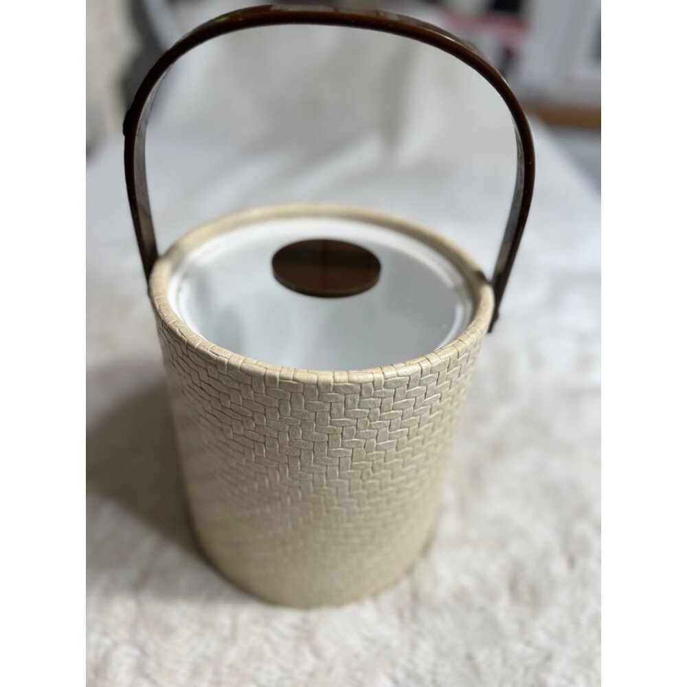Ice Bucket basket weave style with handle and lid